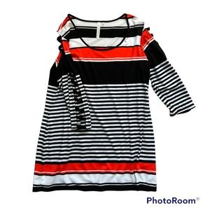 NY Collection Striped tunic Top Large